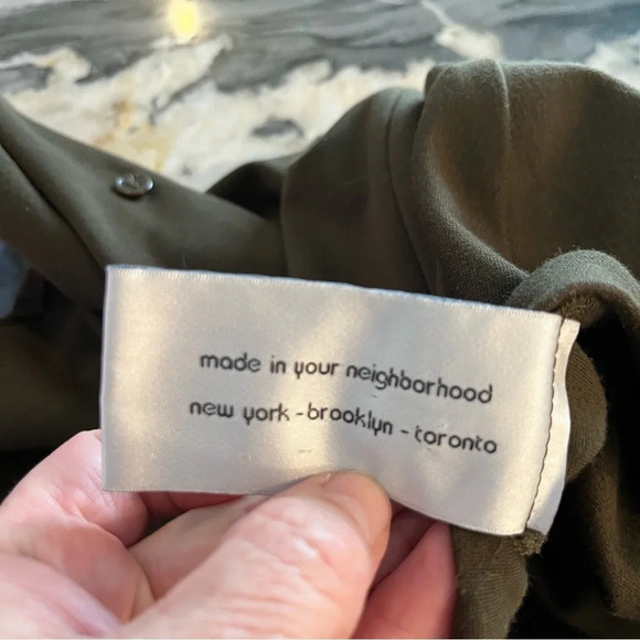 BAW Shop Army Green Fit and Flare Knit Dress Pockets Made in NYC L - Picture 4 of 10